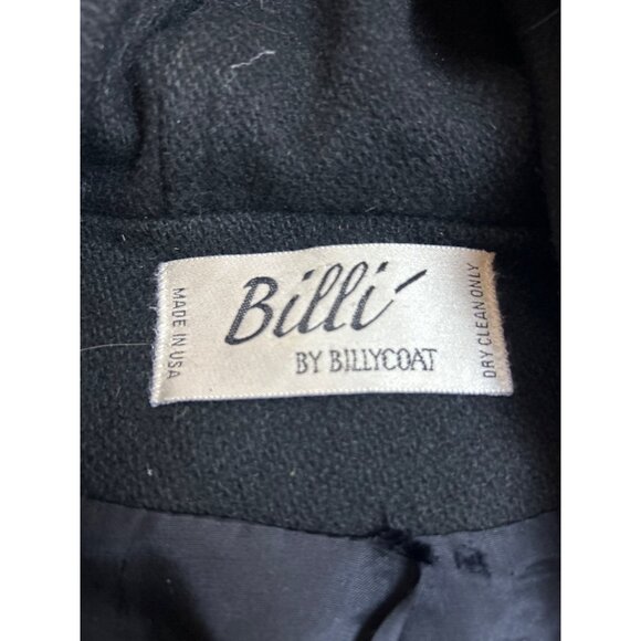 Vintage Billi by Billycoat Long Black Wool Overcoat Hooded Heavy Made in USA XL - Picture 12 of 16